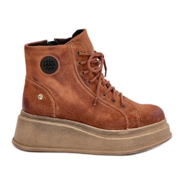Botins de camurça com plataforma maciça Maciejka 06309-29 Marrom