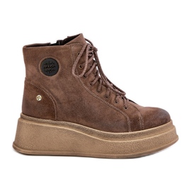 Botins de camurça com plataforma maciça Maciejka 06309-02 Marrom escuro