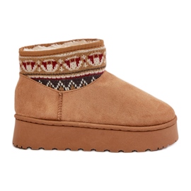 Botas femininas de neve com estampa na plataforma Camel Avatharia marrom
