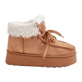 Botas femininas de neve com plataforma e pele, Branek Camel Ciabellae marrom