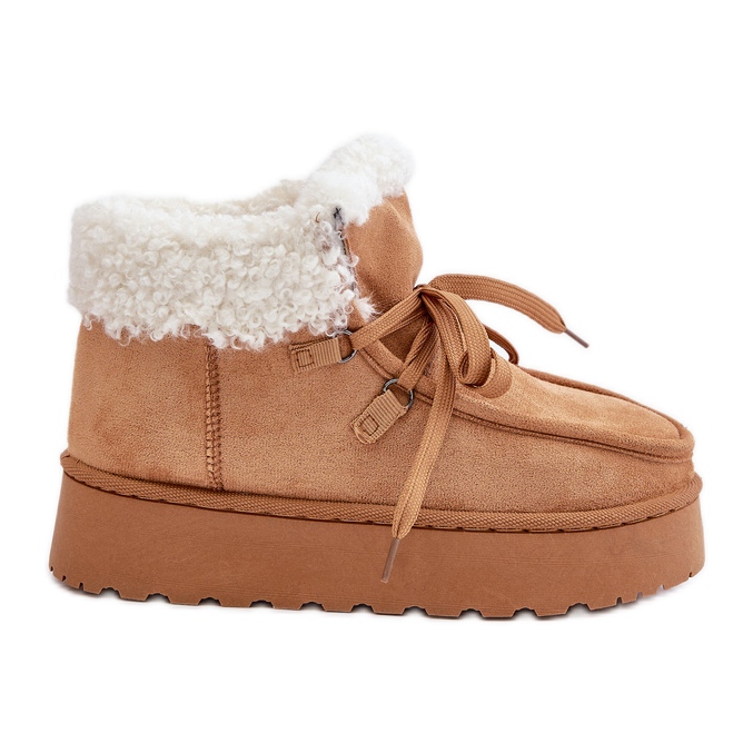 Botas femininas de neve com plataforma e pele, Branek Camel Ciabellae castanho