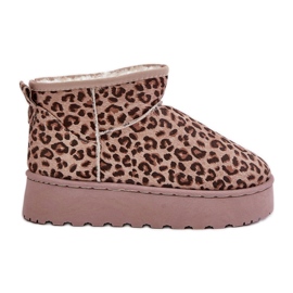 Botas femininas de neve com estampa de leopardo na plataforma, isoladas com pele, marrom Xamella