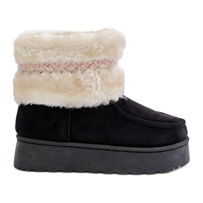 Botas femininas de neve com plataforma com pele e estampa, Deepanti preta preto