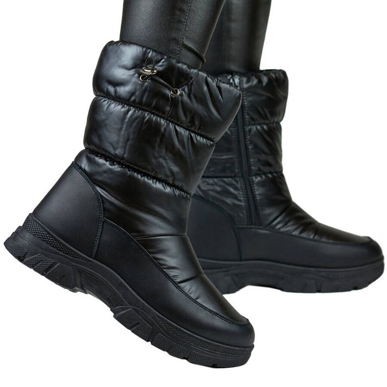 Botas altas de neve femininas com punho, pretas 3537B preto