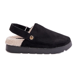 Chinelos femininos com plataforma, forrados com pele, tipo pele de carneiro, pretos da Sanilora