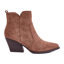 Botas de cowboy isoladas em camurça ecológica com zíper, marrom Virtris