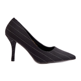 Salto alto feminino em tecido listrado preto Tifidra preto Salto alto feminino em tecido listrado preto Tifidra preto