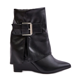 Botins Vortinia pretos com cano alto e fivela