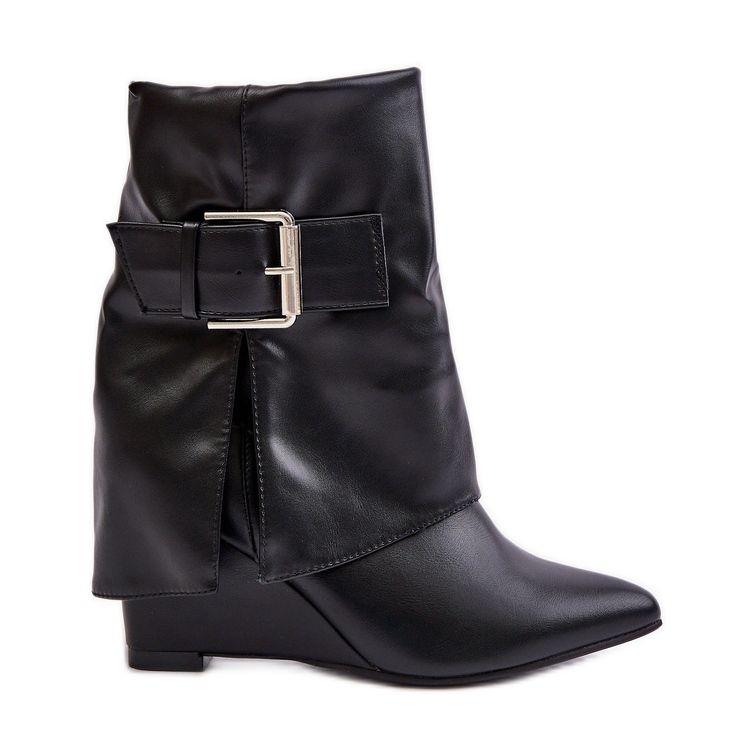 Botins Vortinia pretos com cano alto e fivela