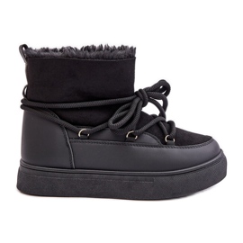 Botas femininas de neve com plataforma e forro de pele, pretas Aziara preto