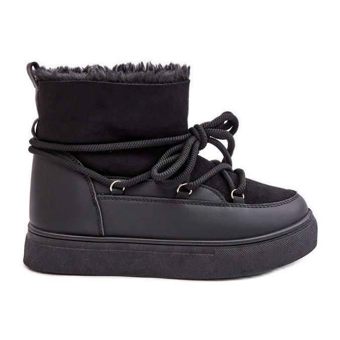 Botas femininas de neve com plataforma e forro de pele, pretas Aziara preto