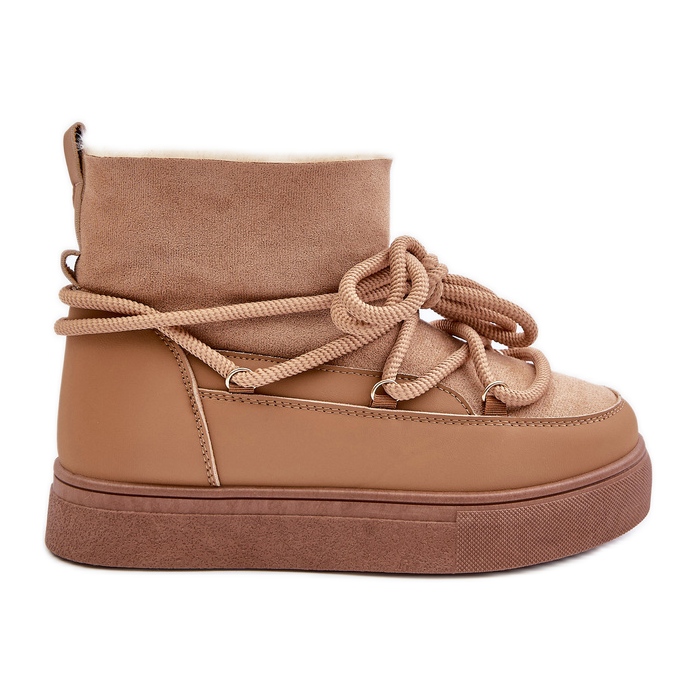 Botas femininas de neve com plataforma isoladas com pele de camelo Aziara bege