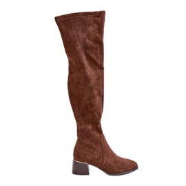 Botas acima do joelho em camurça ecológica, Marrom Galadi