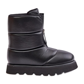 Botas pretas de couro para neve com plataforma Eco com zíper Resisia preto