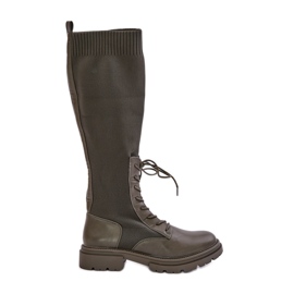 Botas slip-on com cano em meia, verde escuro Iranel