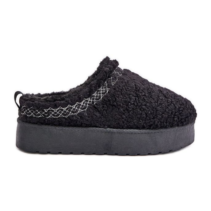 Botas de neve com plataforma de pele de carneiro Mesirra pretas com pele preto
