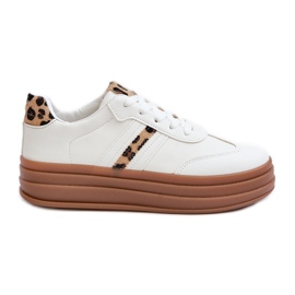 Tênis feminino com plataforma leopardo branco Dravinnia