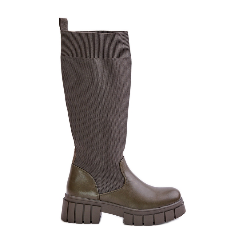 Botas com cano flexível e salto plano, Mesidra verde escuro