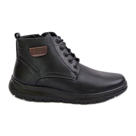 Botas masculinas isoladas com zíper e cadarço, pretas Hlimena preto