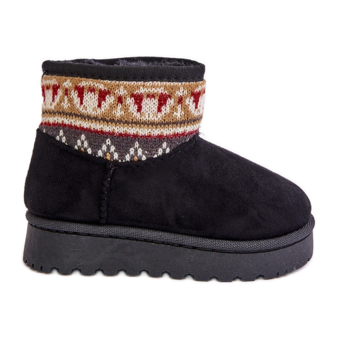 Botas infantis de neve com estampa, forradas com pele, Mirirae preta preto