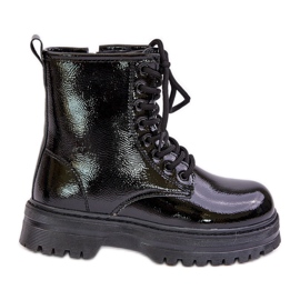 Botas envernizadas isoladas para menina com zíper preto Novita preto