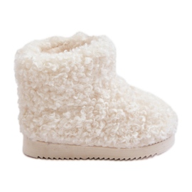 Botas infantis de neve com pelo, pele de carneiro bege claro Mevael