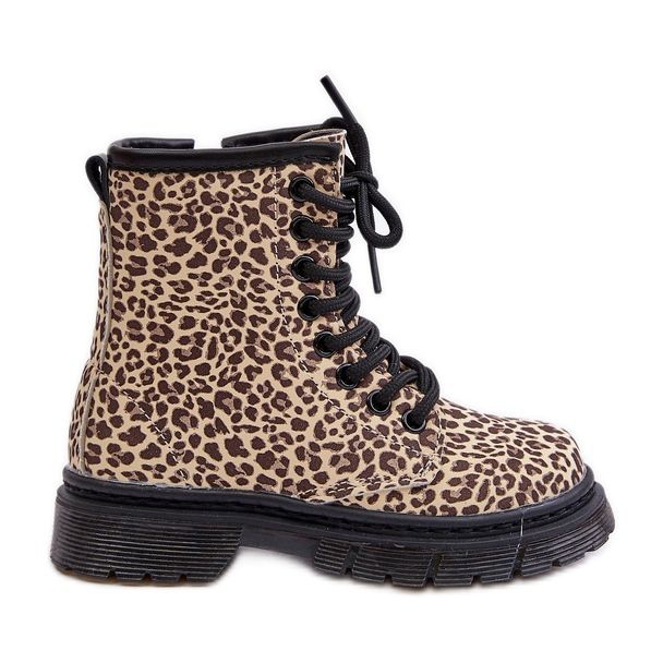 Botas de leopardo isoladas para menina, Bege Nelanna