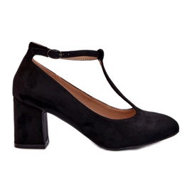 Sapatos de camurça ecológica com salto agulha, preto