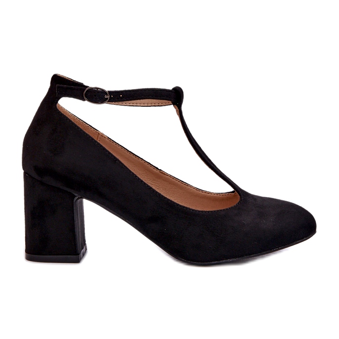 Sapatos de camurça ecológica com salto agulha, preto