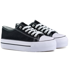 Tênis feminino plataforma baixa, preto QY832B