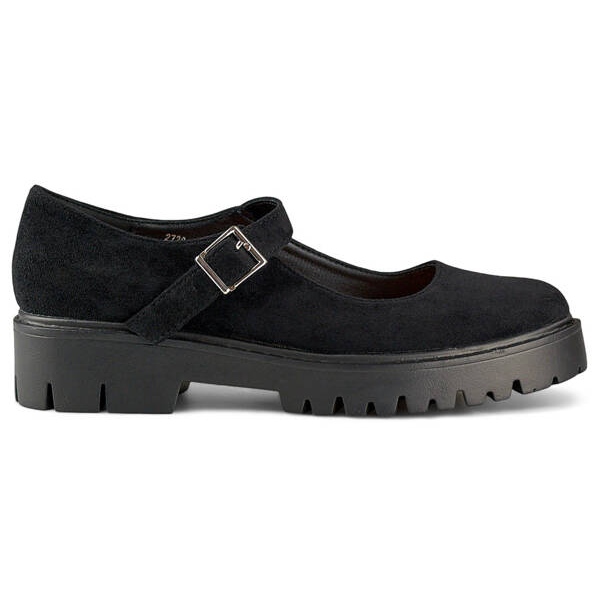 Sapatos femininos de camurça com fivela, pretos 2720-1B Sapatos femininos de camurça com fivela, pretos 2720-1B