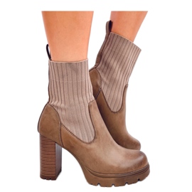 Botins de salto cáqui marrom