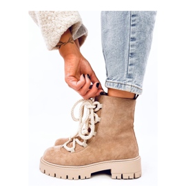 Botins com atacadores grossos Smiless Caqui - Inello bege