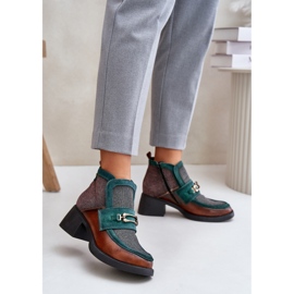 Step in style Botas Modelo Maciejka 06747-29 Marrom/Verde - Entre com estilo
