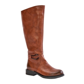 Botas isoladas femininas Zazoo 70140 castanho marrom