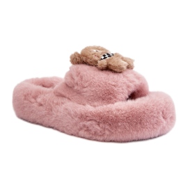 Chinelos modelo BG189P rosa com ursinho de pelúcia