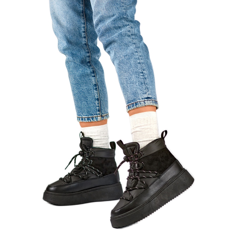 Botas de neve modelo 24-72302B pretas preto