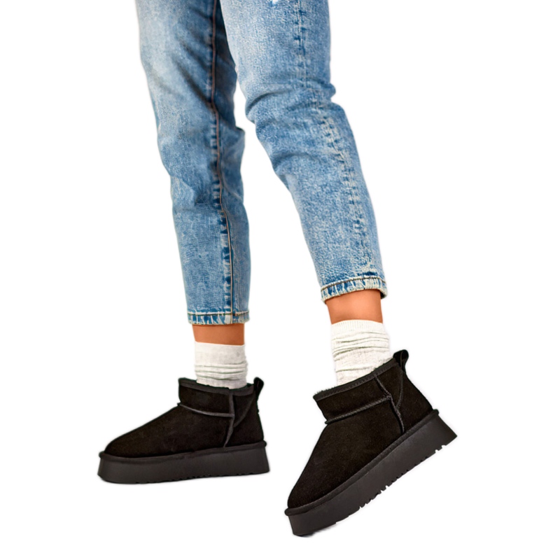 Botas de neve femininas com isolamento de pele XF-159B, pretas preto Botas de neve femininas com isolamento de pele XF-159B, pretas preto