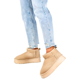 Botas de neve femininas forradas com pele XF-159L.BE, bege