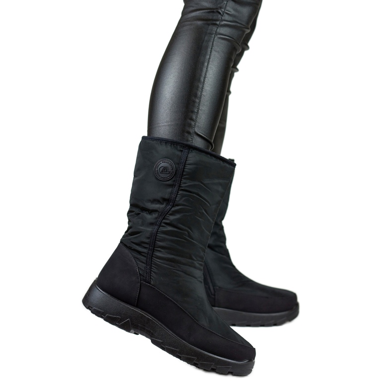 Botas de neve femininas forradas com pele JS1-11A-B, pretas preto