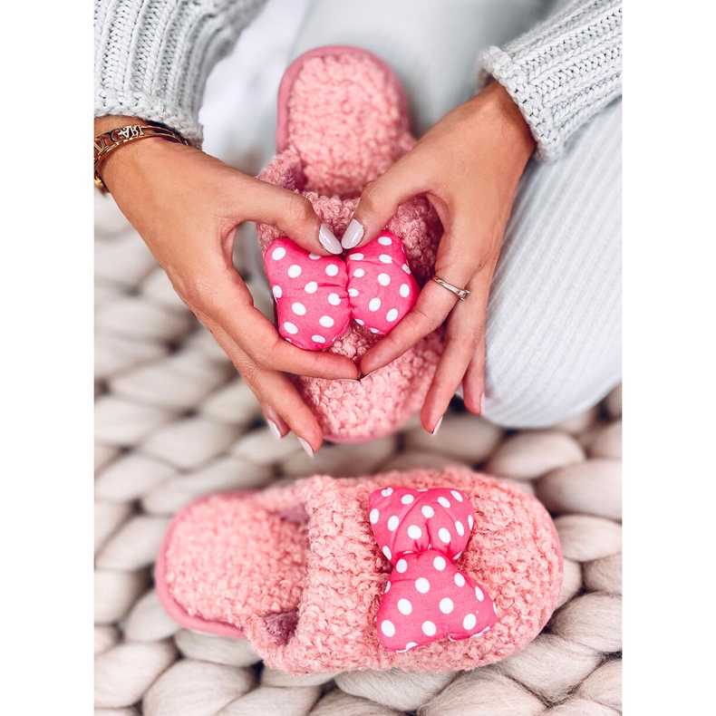 Chinelos infantis salmão com laço rosa