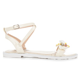 Vices Sandálias Lacadas com Borboleta amarelo