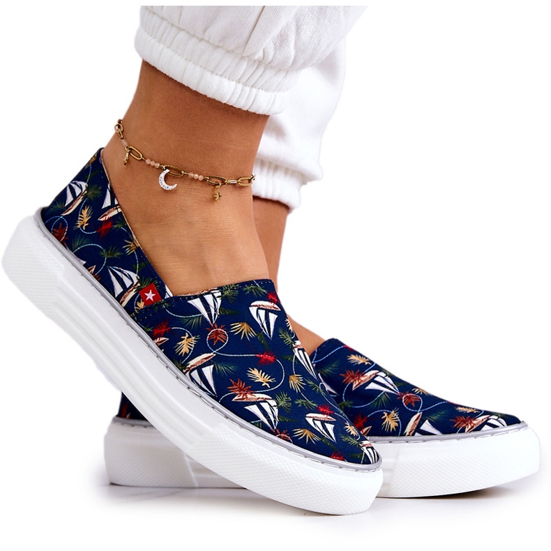 Tênis feminino slip on Memory Foam Big Star JJ276016 Azul Marinho