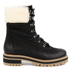 ButBal Botas femininas de couro, botas de inverno com isolamento, 329, pretas preto