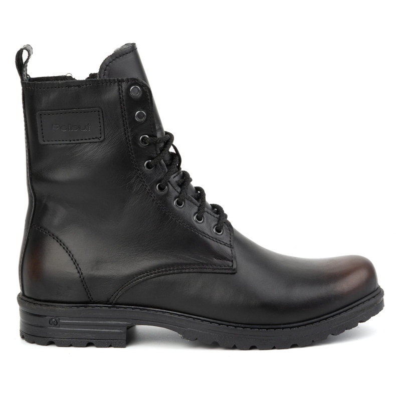 Polbut Botas militares masculinas, couro polonês, 2118S kabir preto