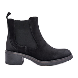 Botas femininas Chelsea quentes com salto baixo e zíper preto