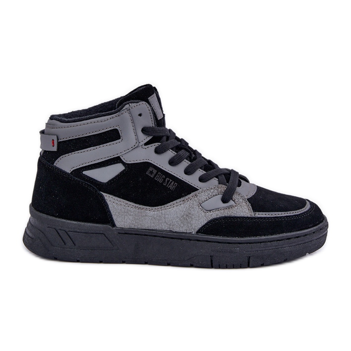 Tênis masculino de camurça Big Star OO174303 Hi-Poly System preto-cinza
