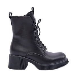 Botas femininas isoladas de couro natural Vinceza 66671 pretas preto