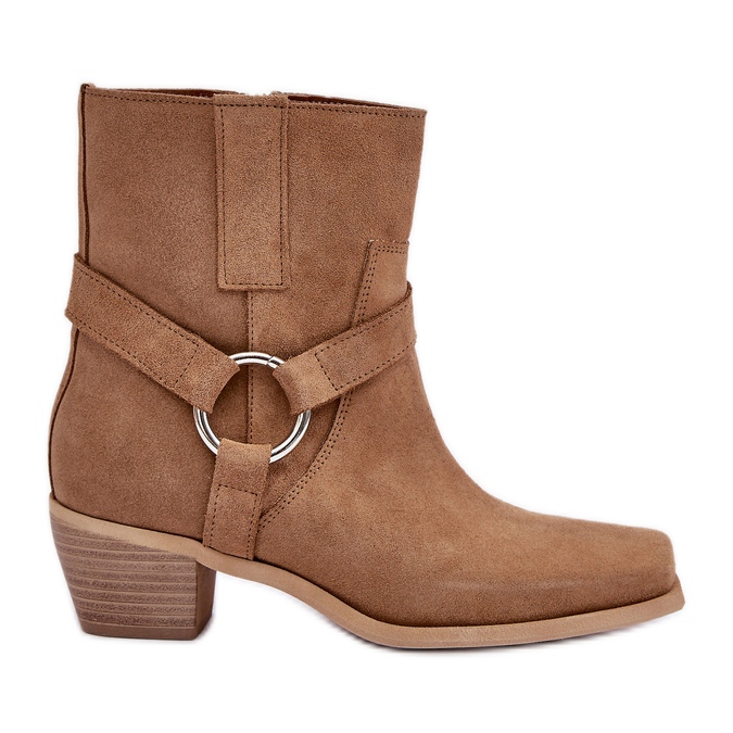 Botas de Salto Alto em Camurça Natural Zazoo 3444/2 Bege