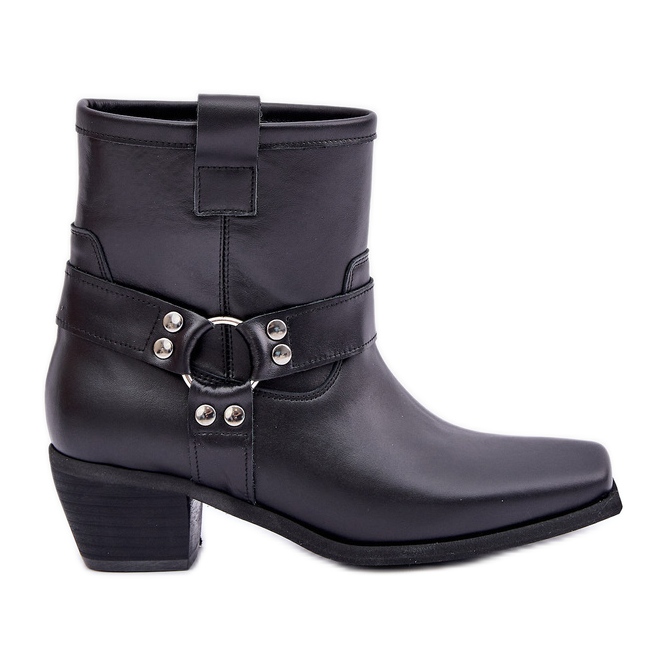Botas de salto alto em couro natural Zazoo 3444/2 pretas preto